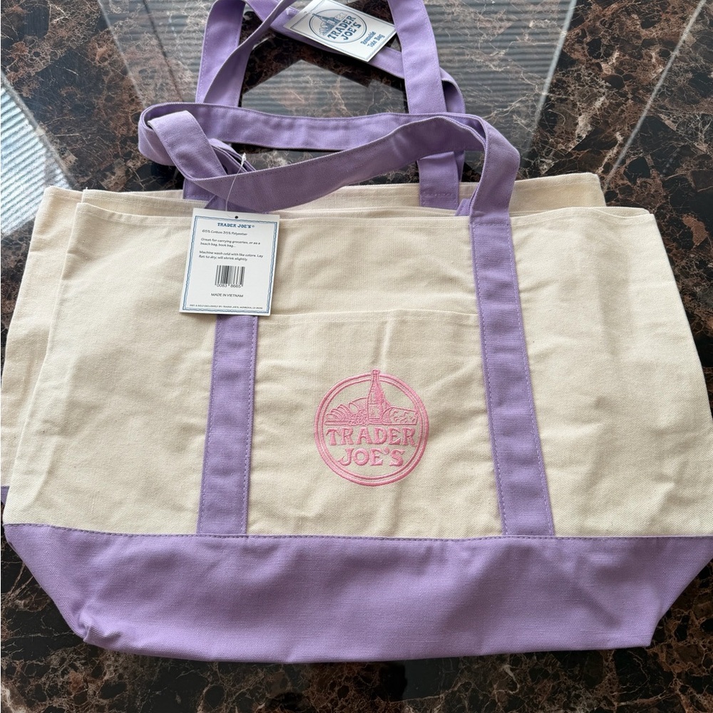 Limited Edition Trader Joe’s large lavender tote NWT